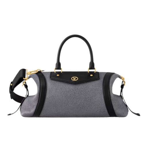 Louis Vuitton LV Biker MM Grained Leather Top Handle Bag Dark Denim Blue 37cm M14702