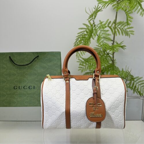 Alternative view of Gucci Leather Top Handle Bag White And Brown 33cm