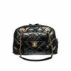 Chanel 24A Maxi Shiny Crumpled Leather Bowling Bag Black 34cm