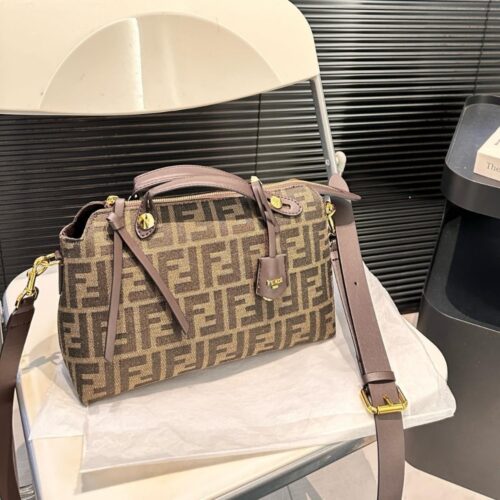 Alternative view of Fendi By The Way Medium FF Jacquard Fabric Boston Bag Brown 27Cm 8BL155AFPMF1GL7