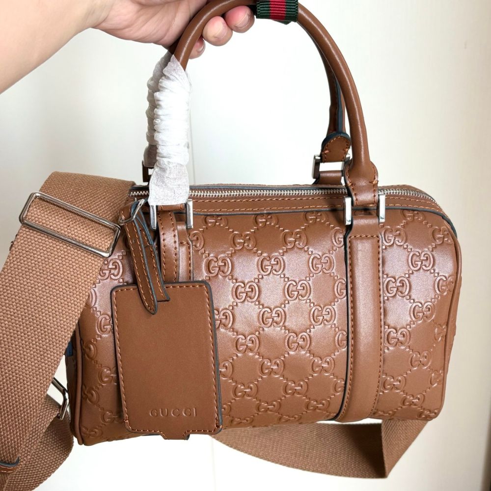 Gucci GG Emblem Small Duffle Bag Brown 25Cm - Image 4