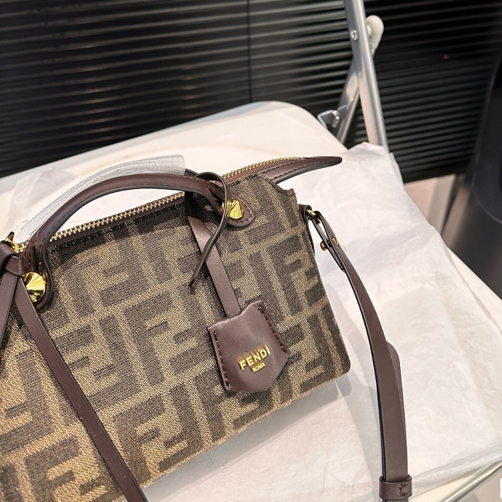 Fendi By The Way Medium FF Jacquard Fabric Boston Bag Brown 27Cm 8BL155AFPMF1GL7 - Image 3