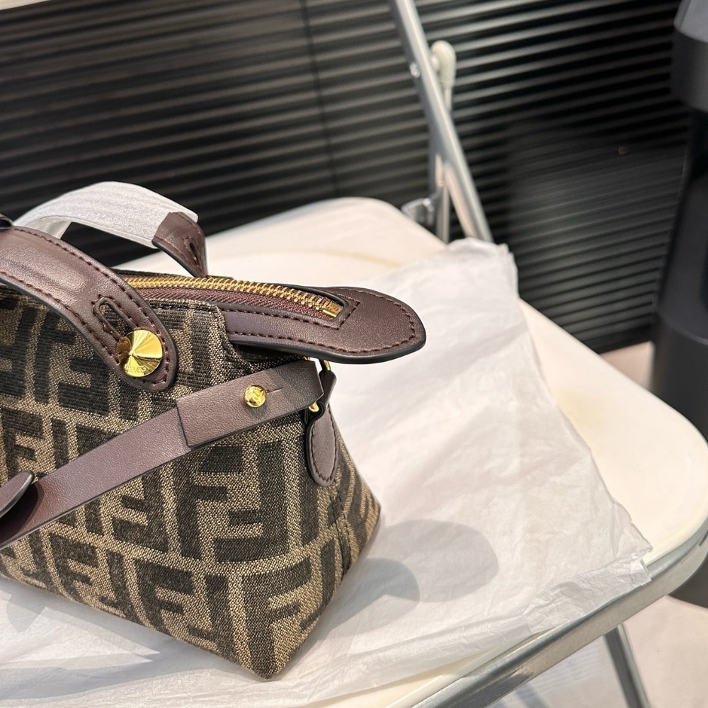 Fendi By The Way Medium FF Jacquard Fabric Boston Bag Brown 27Cm 8BL155AFPMF1GL7 - Image 4