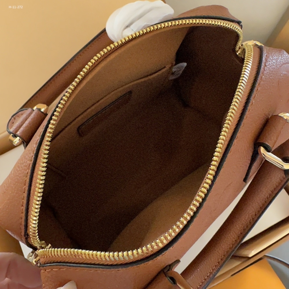 Louis Vuitton Speedy Bandoulière 20 Monogram Empreinte Handle Bag Cognac Brown 20Cm - Image 3