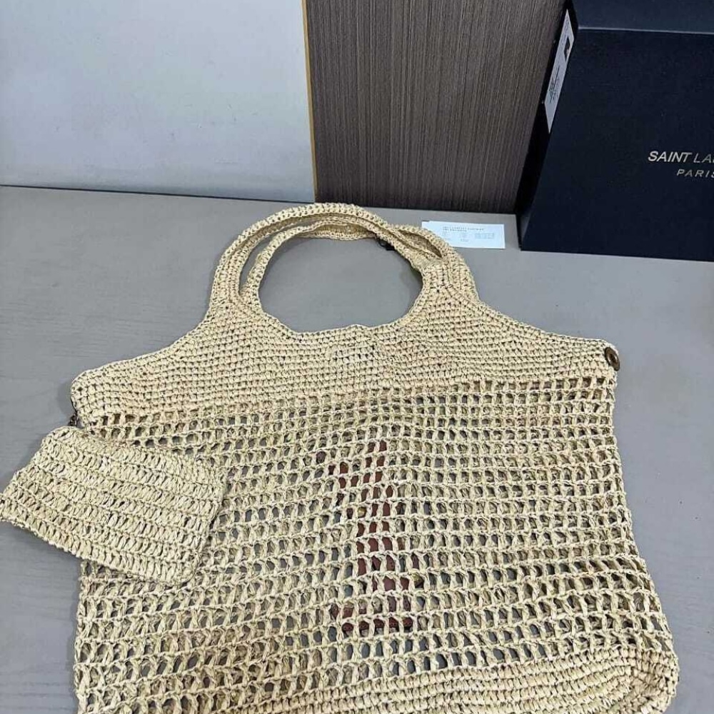 Saint Laurent Icare In Raffia Natural Gold 43Cm 772191GAAEK2063 - Image 6