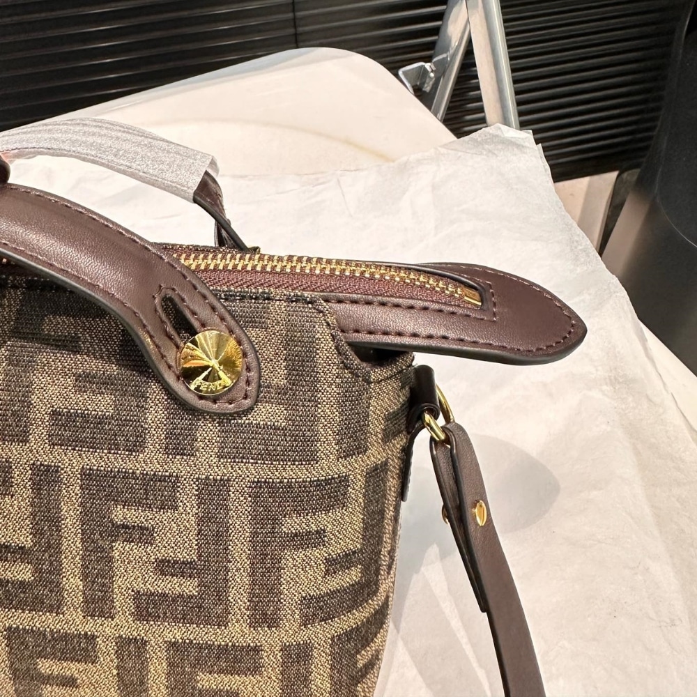 Fendi By The Way Medium FF Jacquard Fabric Boston Bag Brown 27Cm 8BL155AFPMF1GL7 - Image 5
