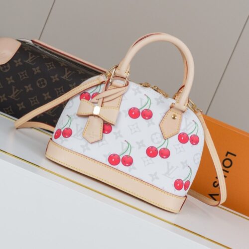 Alternative view of Louis Vuitton X Takashi Murakami Alma BB Monogram Cherry Top Handle Bag White 23Cm M14234