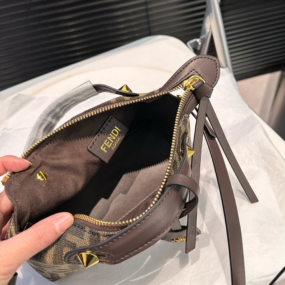 Fendi By The Way Medium FF Jacquard Fabric Boston Bag Brown 27Cm 8BL155AFPMF1GL7 - Image 6
