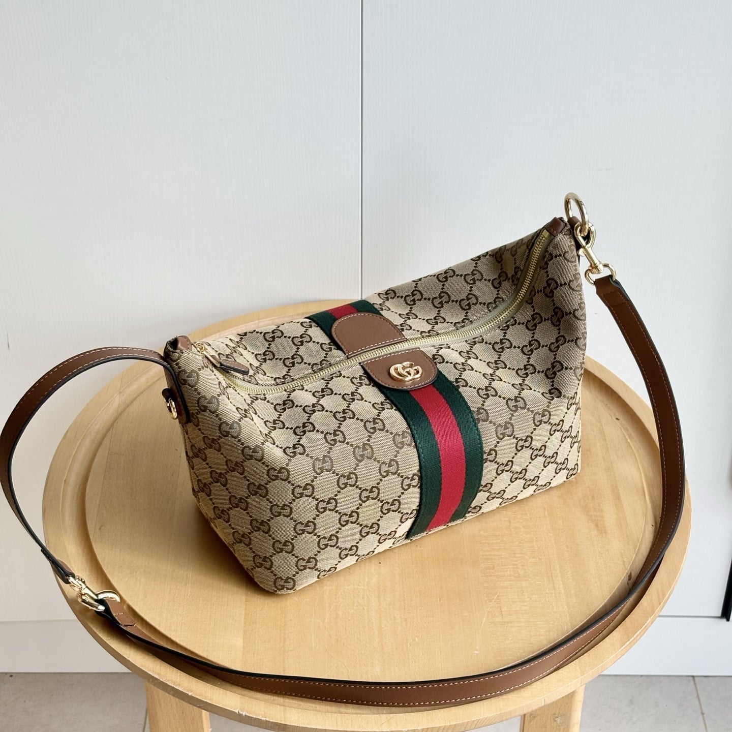 Gucci Vanity Medium GG Canvas Top Handle Bag Beige And Brown 27Cm 857799 FAFUF 9870 - Image 5