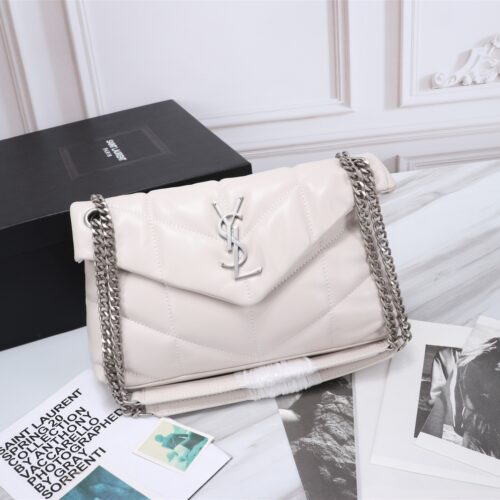 Alternative view of Saint Laurent Puffer Small In Leather Silver Hardware Shoulder Bag White 29Cm 577476 1EL07 9207