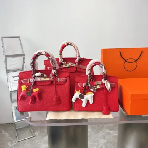 Alternative view of Hermes Birkin Epsom Gold Hardware Handbag Red 25Cm
