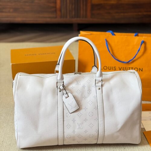 Alternative view of Louis Vuitton Keepall Bandouliere 50 Taigarama Duffle Bag Optical White 50cm M30885