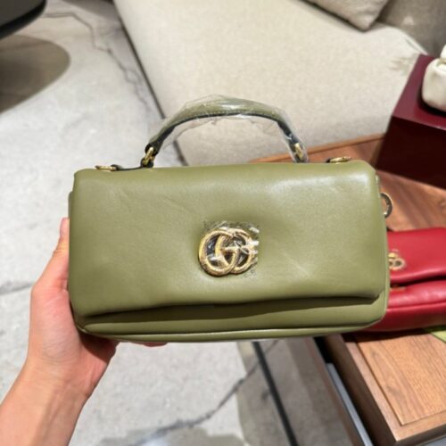 Alternative view of Gucci GG Milano Mini Leather Shoulder Bag Olive Green 21Cm 806017 AAD5X 3037
