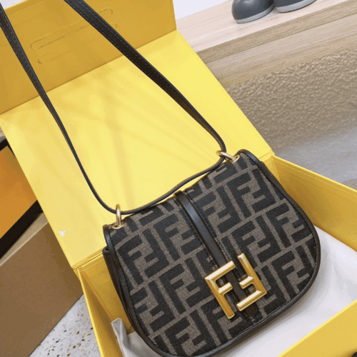 Alternative view of Fendi C'Mon Small FF Jacquard Fabric Crossbody Bag Brown 20Cm 8Bs082Aq08F1Mje