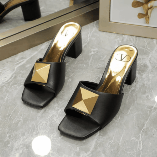 Alternative view of Valentino One Stud Slide Sandals Black 60Mm
