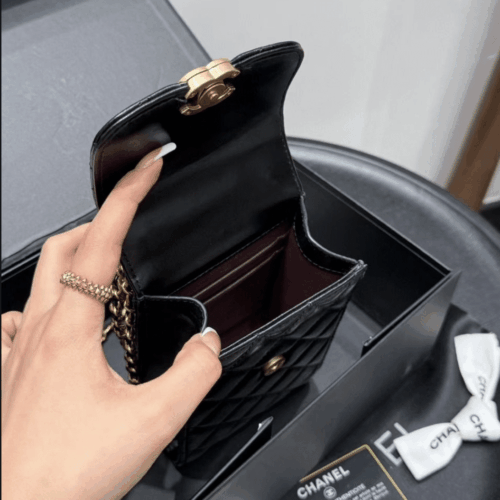 Alternative view of Chanel Phone Holder Small Smooth Leather Crossbody Bags Black 17cm