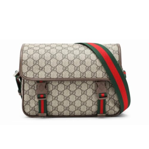 Gucci Small GG Supreme Canvas Messenger Bag Beige Ebony 23Cm