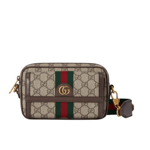 Gucci Ophidia Mini GG Supreme Canvas Crossbody Bag Beige Ebony 20Cm