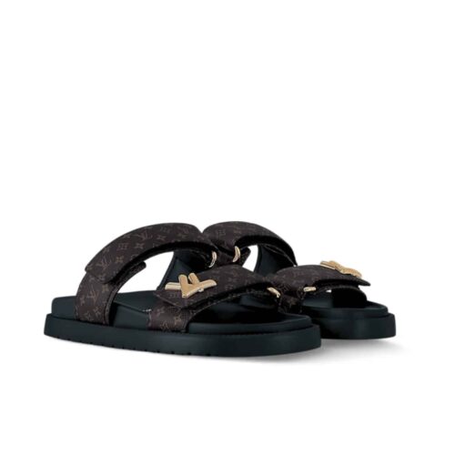 Louis Vuitton LV Sunset Flat Comfort Monogram Canvas Mule Black