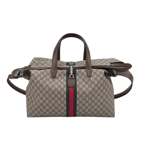 Gucci Jackie 1961 GG Supreme Canvas Shoulder Bag Beige Ebony 45Cm