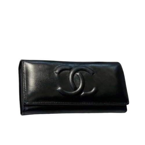 Chanel Timeless Long Flap Wallet Smooth leather Black 19cm