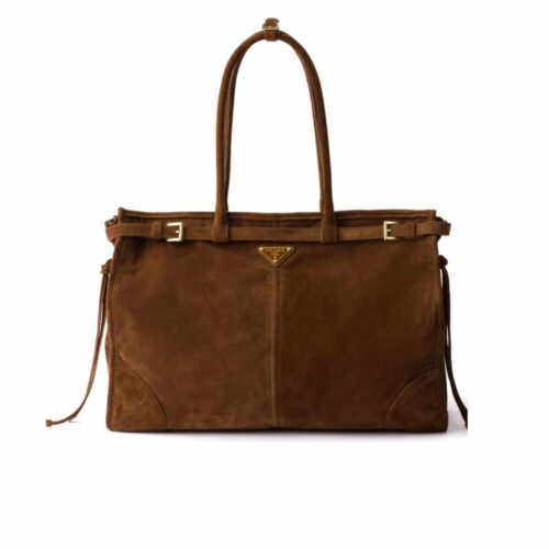 Prada Large Suede Handbag Cocoa Brown 38Cm 1BA439 2C4S F0324 V OOO