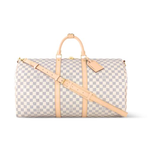 Louis Vuitton Keepall Bandoulière Damier Canvas Travel Bag Beige 45Cm N41429