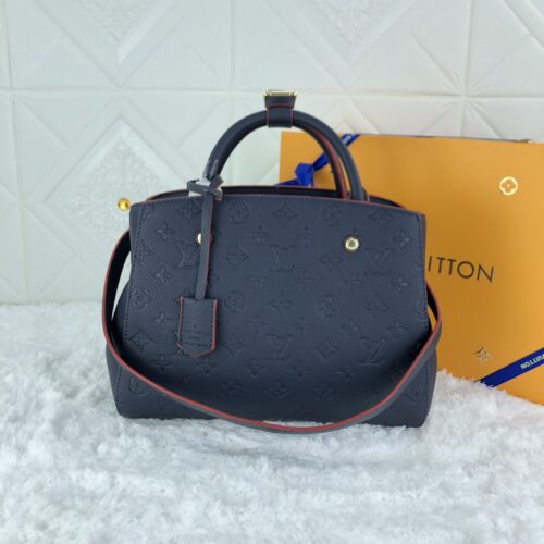 Alternative view of Louis Vuitton Montaigne MM Monogram Empreinte Handle Bag Navy Blue 33Cm M42746