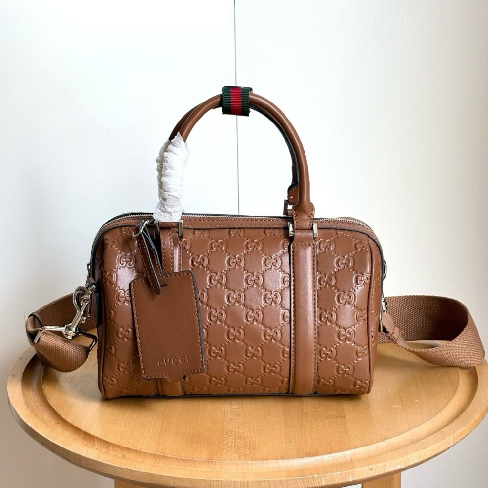 Gucci GG Emblem Small Duffle Bag Brown 25Cm - Image 2
