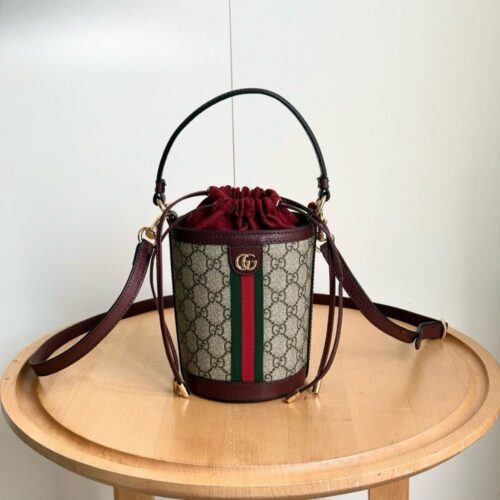 Alternative view of Gucci Ophidia Mini Bucket Bag Beige And Dark Red 20Cm 838462 FAE0O 9869