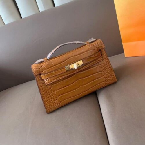 Alternative view of Hermes Kelly Mini Pochette Mississippi Pochette Tabac Camel 22Cm
