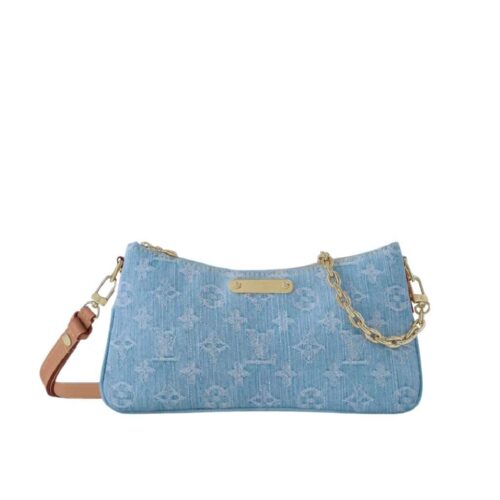 Louis Vuitton Pochette Liv Monogram Denim Shoulder Bag Blue 24cm M83532
