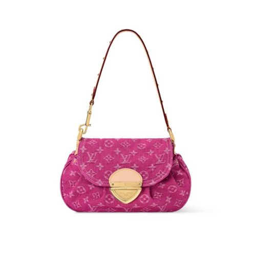 Louis Vuitton Sunset Small Monogram Denim Shoulder Bag Fuchsia Pink 23cm M28291