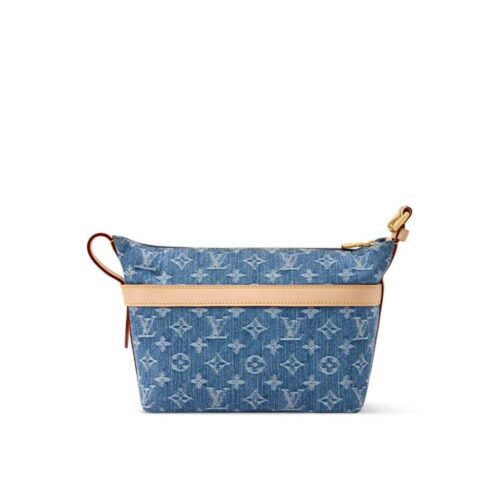 Louis Vuitton Cruiser Toiletry Bag Small Monogram Denim Shoulder Bag Blue 22cm M27945