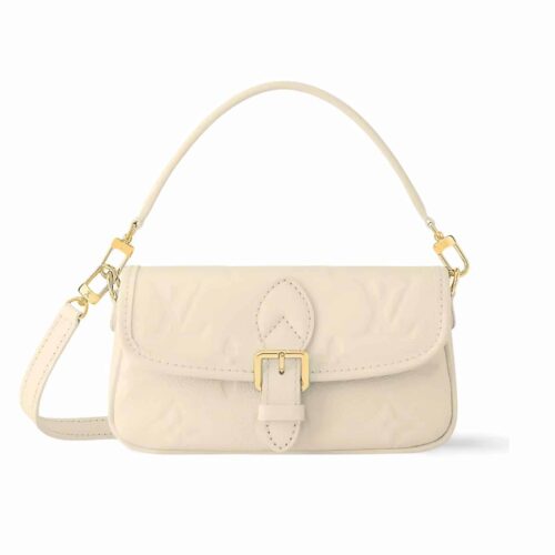 Louis Vuitton Nano Diane Monogram Empreinte Shoulder Bag Cream 19Cm