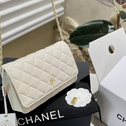 Alternative view of Chanel Classic Small Grained Leather Wallet On Chain Bags White 19cm