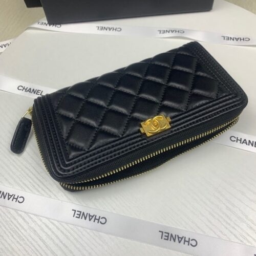 Alternative view of Chanel Boy Long Zipped Wallet With Gold Hardware Black 19.4Cm