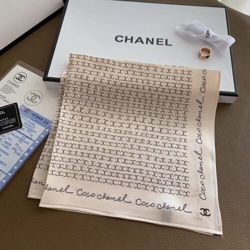 Alternative view of Chanel Coco Signature Square Scarf Silk Twill Beige 70Cm
