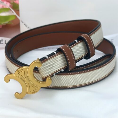 Alternative view of Celine Women Medium Triomphe Belt In Textile And White 25Mm
