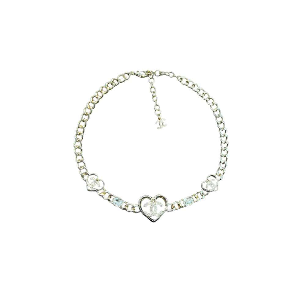 Chanel Heart Choker Necklace Crystals AB5843 B05183 NB602