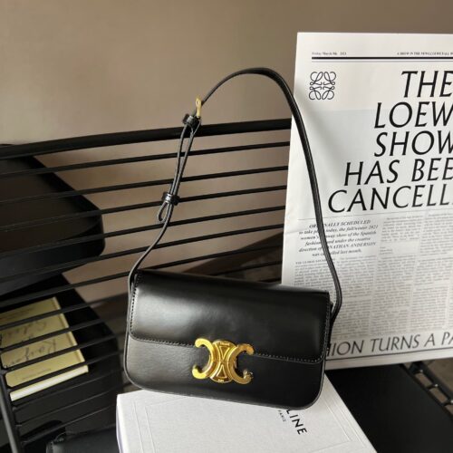 Alternative view of Celine Shoulder Bag Triomphe In Shiny Calfskin Black 18Cm 194143Bf438No