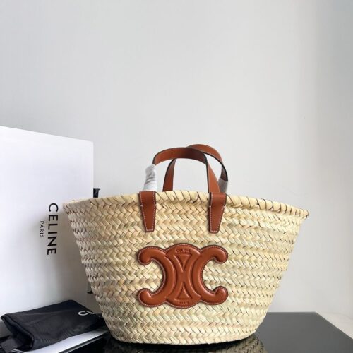 Alternative view of Celine Teen Celine Classic Panier In Palm Leaves Tan 25Cm 113832Efa 04Lu