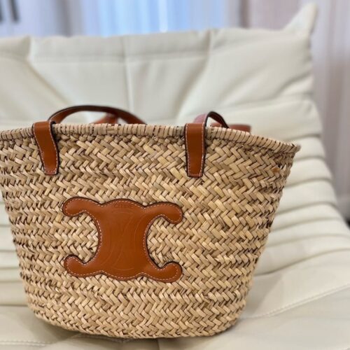 Alternative view of Celine Large Triomphe Classic Pannier In Raffia Calfskin Tan 42Cm 192622Cgg 04Lu