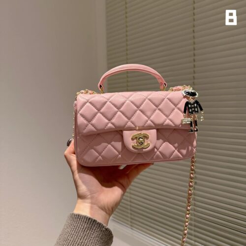 Alternative view of Chanel Mini Smooth Leather Handle Bag Pink 21cm AS2431 B06660 NU904