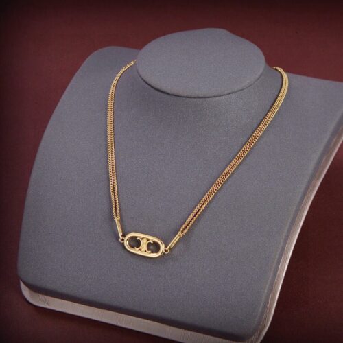 Alternative view of Celine Triomphe Necklace In Brass With A Gold Finish 46S896Bra 35Or