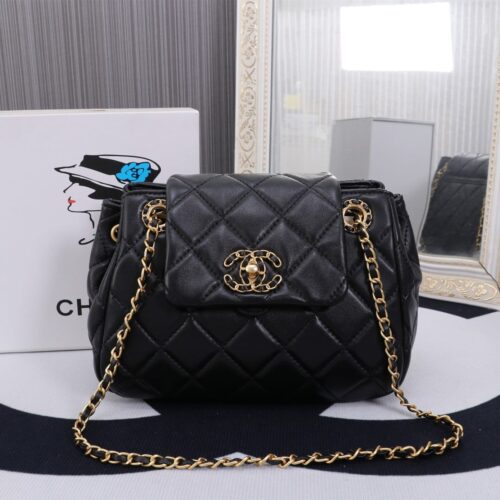 Alternative view of Chanel Mix Accordion Quilted Glazed Leather Flap Bag Black 23cm