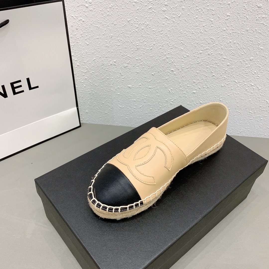 Chanel Espadrille Flat Smooth Leather Beige G29762 X01000 C0204 - Image 4