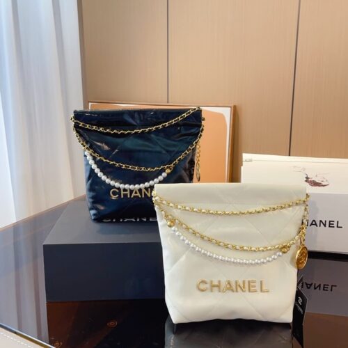 Alternative view of Chanel 22 Mini Handbag Crystal Pearls White 22Cm As3980