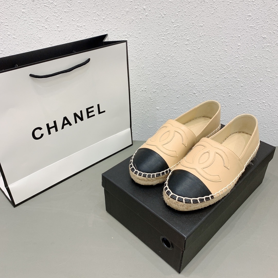 Chanel Espadrille Flat Smooth Leather Beige G29762 X01000 C0204 - Image 5
