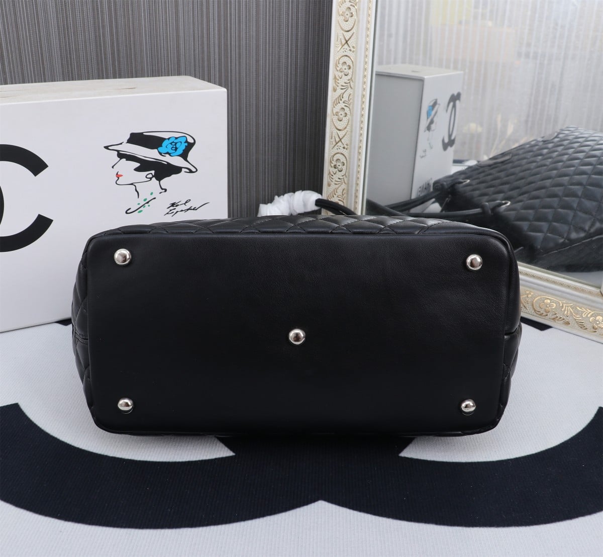 Chanel Cambon Line Large Smooth Leather Tote Bag Black 41cm A25169 - Image 7